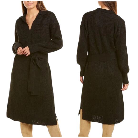 Eleven Six NWT Jada Tie Waist Sweater Dress Black Baby Alpaca Wool Size XS/S - Picture 1 of 11